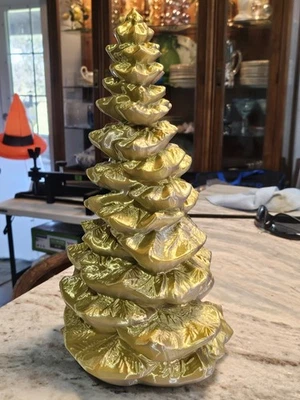 Silk 3d Printed 13" Traditional Coastal Christmas Tree Silver Gold  - Image 1 of 4