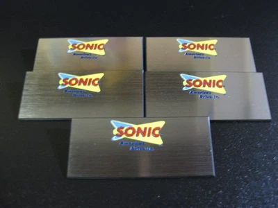 SONIC DRIVE-IN Employee Uniform SILVER Name Badges * (Lot of 5) * VINTAGE LOGO! - Image 1 of 3