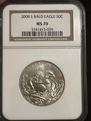 2008 S Bald Eagle Commemorative Half Dollar 50c NGC MS70 - Image 1 of 3