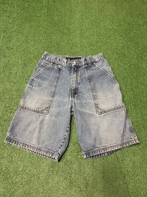 Vintage Y2K Faded Glory Carpenter Shorts Size 32 (30x10) Blue Denim Grunge MARKS - Image 1 of 4