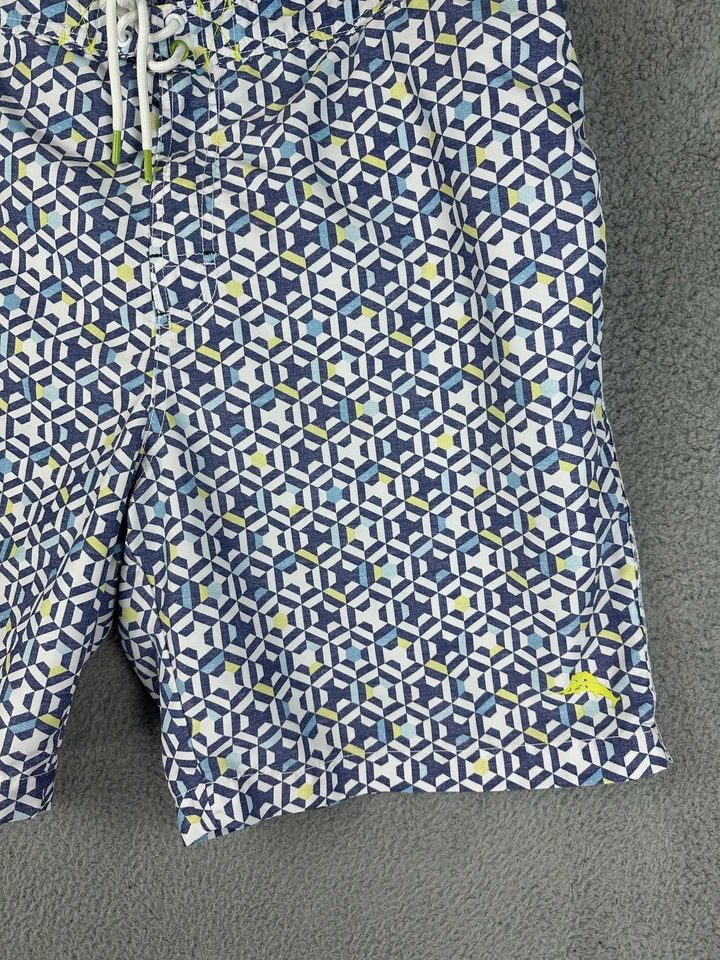 Tommy Bahama Bañador Para Hombres 2XL Azul Amarillo Geométrico Board Shorts Poliéster Foto 1 de 4