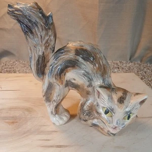 Vintage Ceramic Calico Cat 6.5"  Unique Collectible Kitten - Picture 1 of 8