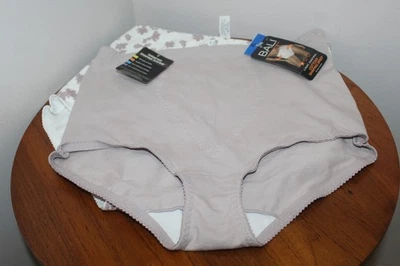 BALI SHAPING BRIEFS SET OF 2 COTTON FLORAL DUSTY ROSE WHITE & MAUVE SIZE XL - Image 1 of 4