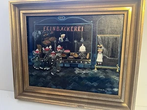 Gemälde auf Platte gemalt sign. Ch. Schmidt  Feinbäckerei mit CLOWNS - Picture 1 of 9