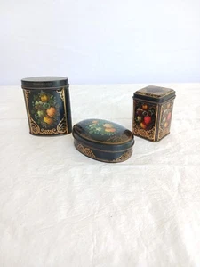 Set of 3 Beautiful Vintage Victorian-Style Floral Tins - Made In England EUC - Picture 1 of 16