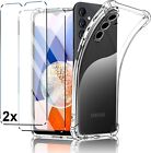 CASE for GALAXY A14 5g + 2X GLASS clear silicone cover TREPE GLASS tpu
