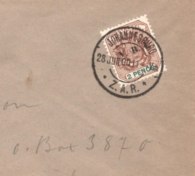 TRANSVAAL BOER WAR ZAR 2d Cover BRITISH OCCUPATION *VRI* 1900 S.Africa MA1437 - Image 1 of 4