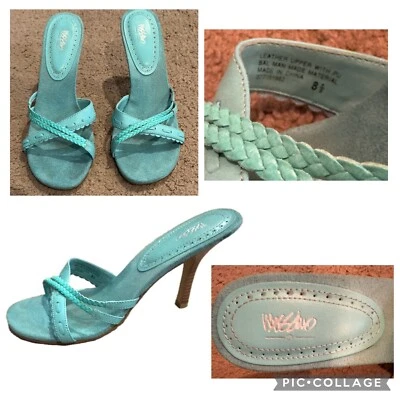 Sandalias de tacón Mossimo Pembroke - para mujer 8,5 - cuero gamuza azul verdoso punta abierta Foto 1 de 4