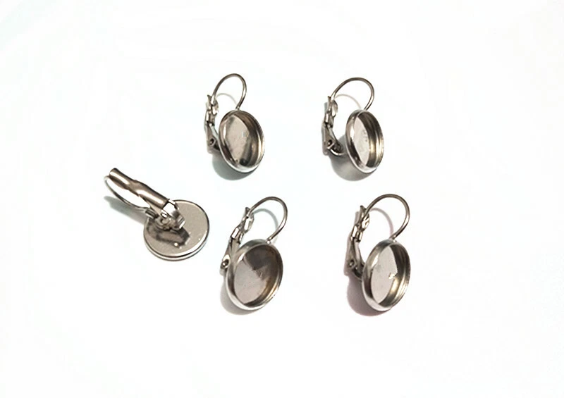 2coppie base orecchini con castone in acciaio inox 19x12mm interno 10mm bijoux - Immagine 1 di 1