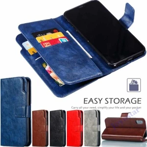 9 Card Slot Leather Wallet Flip Case Cover For iPhone 11 Pro Max XS XR 7 8 Plus - Picture 1 of 38