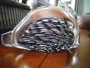 MID CENTURY Kosta REIJMYRE Glasbruk SCHWEDEN Kunstglas Quetsch FISCH Skulptur Etikett - Bild 1 von 8