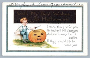 POSTAL ANTIGUA EN RELIEVE DE LOS DESEOS DE HALLOWEEN - Imagen 1 de 2