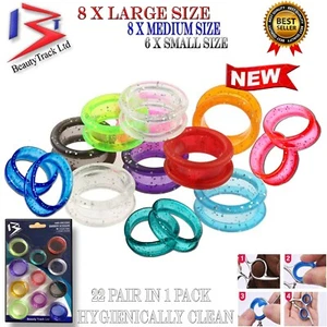 Finger Ring Inserts For Hairdressing Barber Scissors 11 Pairs Sparkling Colours - Picture 1 of 3