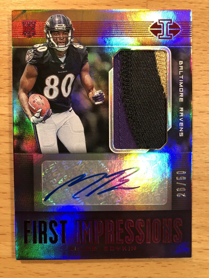Miles Boykin 2019 Panini Illusions Red Rookie Auto Jersey Patch 26/50 Ravens - Image 1 of 1