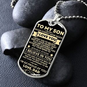 To My Son Luxury Dog Tag Necklace Gifts For A Son From Dad Birthday Graduation 