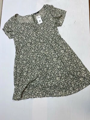 Vestido para mujer Yoins talla 3XL verde floral media espalda cremallera manga corta A58I Foto 1 de 3