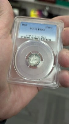 1862 Proof Seated Liberty Half Dime ~ PCGS PR 63 ~ Rainbow Toning ~ Mintage 550 - Image 1 of 4