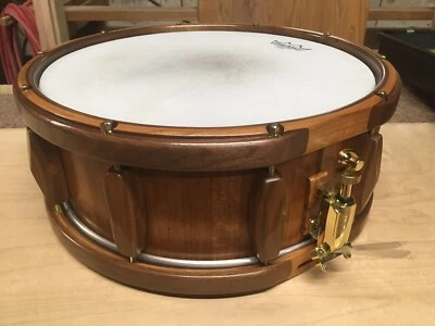 5 1/2 x14 Custom made snare drum. Cherry Stave shell. Walnut Lugs. - Image 1 of 4
