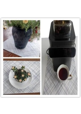 Vinyl Placemats Set of 6, Waterproof Faux Leather Heat Resistant Kitch Grey NEW! - Image 1 of 4