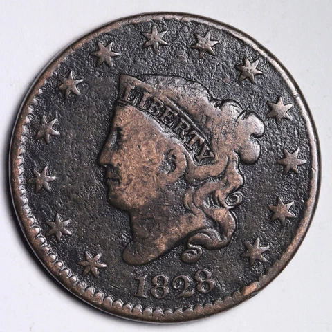 1828 Large Narrow Date Coronet Head Large Cent CHOICE FINE E280 ZCH Cover