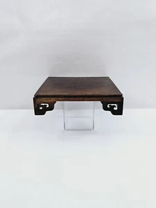 9 3/4" Square Asian Oriental Brown Wood Plant Jar Vase Stand Display Base - Picture 1 of 10