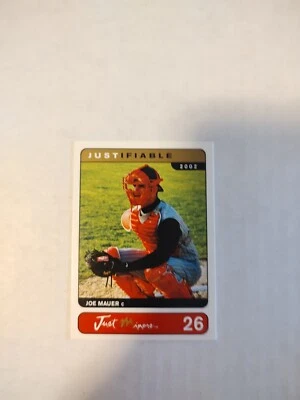 2002 Just Minors JOE MAUER Justifiable Rookie RC #26 - Twins (PWE)(03) - Image 1 of 2
