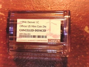 (1994) Denver Cent Defaced Coin Die - NGC Certified - Picture 1 of 3