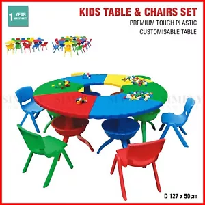Kids Table and Chair Set Children Activity Toddler Large Plastic 6 Chairs 127x50 - Picture 1 of 12