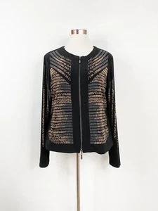 JOSEPH RIBKOFF jersey jacket cardigan UK 18, US 16 / metal embellished metal zip - Picture 1 of 15