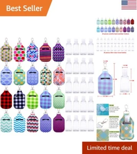 Essential 40-Piece Hand Sanitizer Keychain Set with Refillable Travel Bottles - Picture 1 of 9