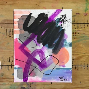 Matt Scalf 8x10 CANVAS Abstract Contemporary Graffiti Street Art Modern Signed - Picture 1 of 7