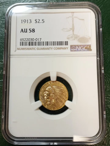 1913 $2.5 Gold Indian NGC AU58 Cover