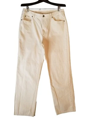 Pantalones de mezclilla para mujer Liz Claiborne calce regular pierna relajada talla 14P 34x30 color marfil Foto 1 de 4