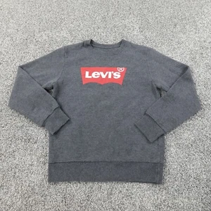 Levis Sweater Boys L Gray Red Logo Pullover Crewneck Sweatshirt Preppy Youth Kid - Picture 1 of 9