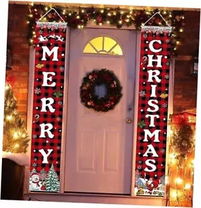 Christmas Decorations Merry Christmas Banner Xmas Porch Door Sign Multicolor - Picture 1 of 8