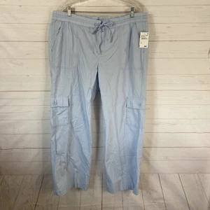 Abound Womens Straight Leg Cargo Pants XL Light Blue Cotton Lightweight Pull On - Picture 1 of 13