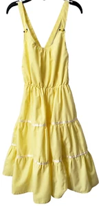 Tiered Prairie Twirl Sun Dress 8 10 Square Dance Yellow Cottage Boho Vintage 70s - Picture 1 of 5