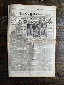 VTG U.S. Entry Into WWII New York Times Front Page Collection - December 1941 - Picture 1 of 5