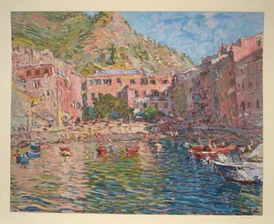 Vernazza Rosa limited edition serigraph by Marco Sassone - Picture 1 of 3