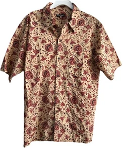 NEW PitheCanThropus Bali Camp Shirt L Hawaiian Print Short Sleeve 100% Cotton - Picture 1 of 4