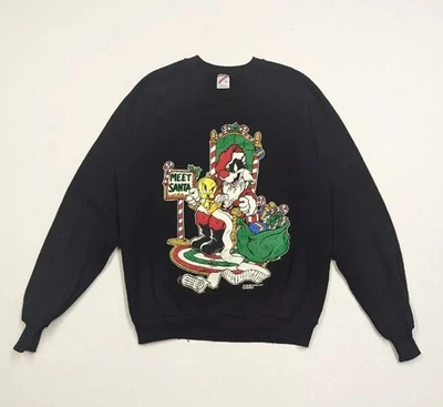Sudadera De Colección Looney Tunes Navidad Piolín Silvestre Cuello Redondo De Colección 1993 Foto 1 de 4
