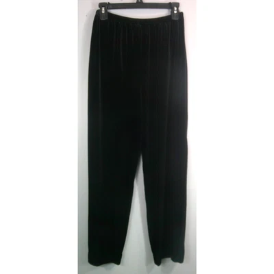 Calça feminina Leslie Fay de veludo preto pequena S elástica cintura - Imagem 1 de 3