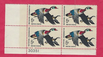 US  SCOTT  #1362 6¢  WATERFOWL CONSERVATION 1968  MINT  PLATE BLOCK  4  30351LL - Image 1 of 2