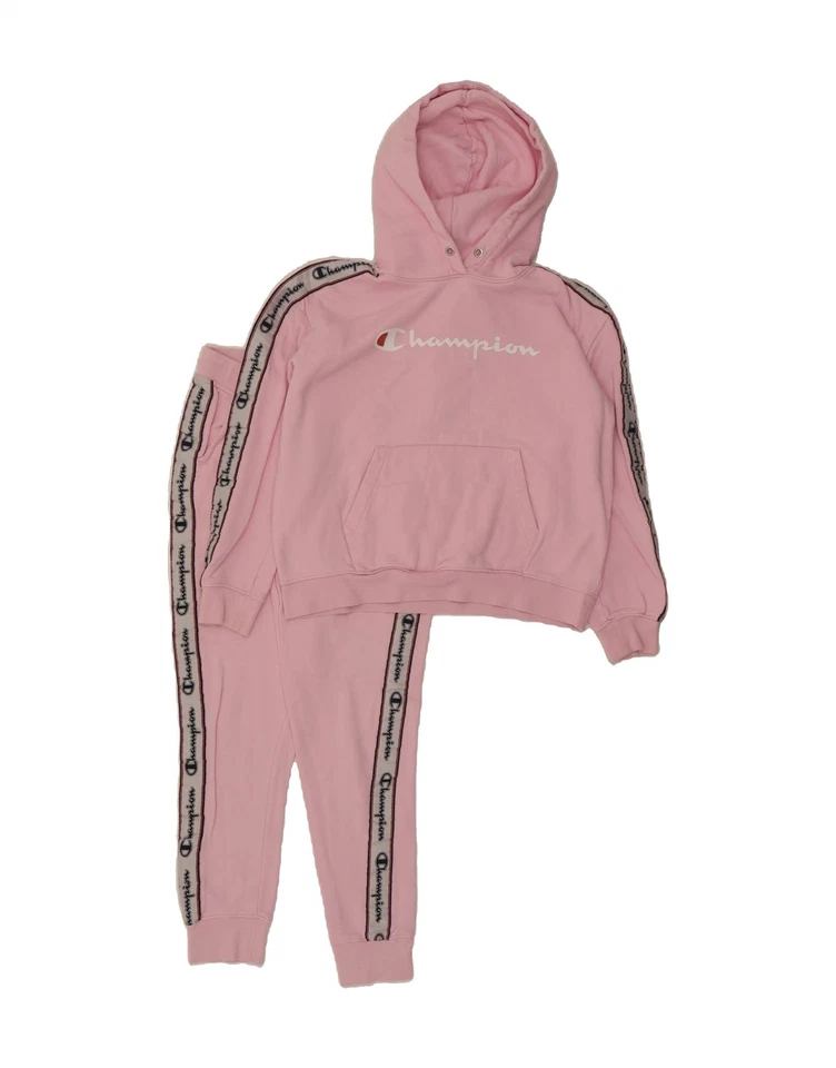 CHAMPION Womens Graphic Full Tracksuit UK 14 Medium  Pink Colourblock AO08 - Image 1 of 4