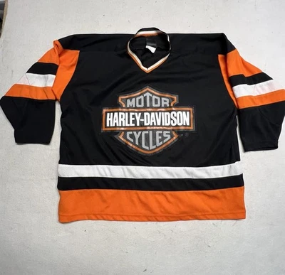 Camiseta deportiva Harley-Davidson para hombre L negra naranja motocicletas hockey camisa Foto 1 de 4