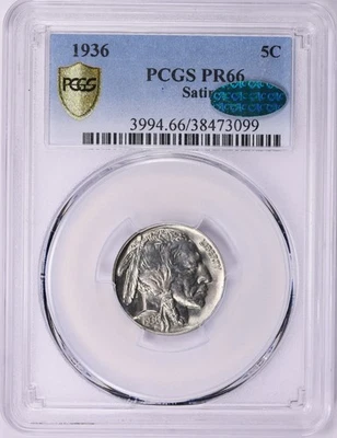 1936 Buffalo Nickel : PCGS PR66 Satin  PROOF CAC Blazing White - Image 1 of 3