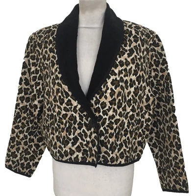 New Identity Women's Jacket Size M Brown Mix Dolman Animal Cropped Used F1 - Image 1 of 4