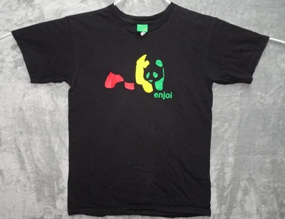 Enjoi Skateboards Rasta Panda Logo T-Shirt Black Small A-Style Vintage Skate - Image 1 of 4