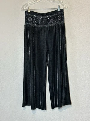 Pantalones cortos de terciopelo de pierna ancha para mujer gris con cuentas talla M Pull On Fairy Whimsigoth Foto 1 de 4
