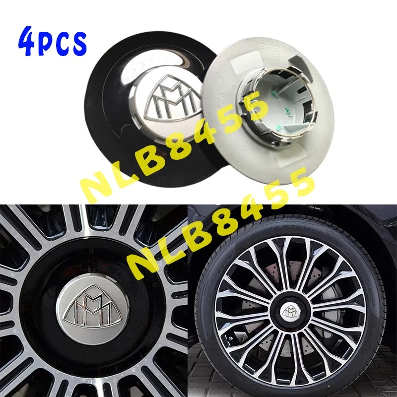 4x Maybach Gloss Black Wheel Center Hub Caps Emblem For 2020 Mercedes Benz S450 - Image 1 of 4